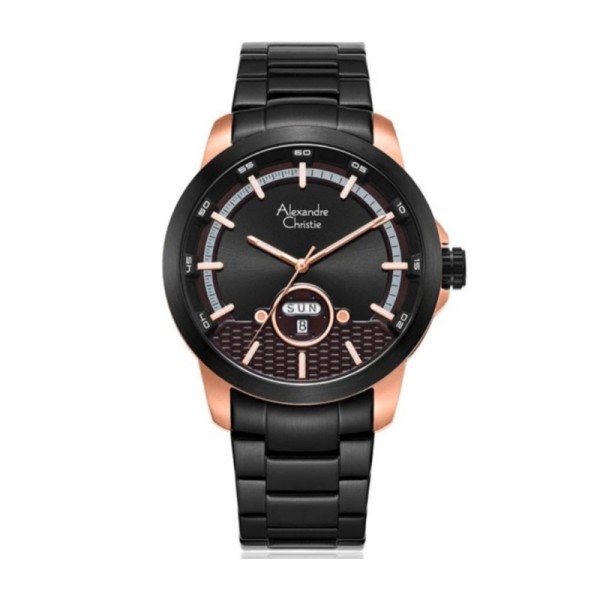 Alexandre Christie AC 6657 Rosegold Black Steel MEBBRBA